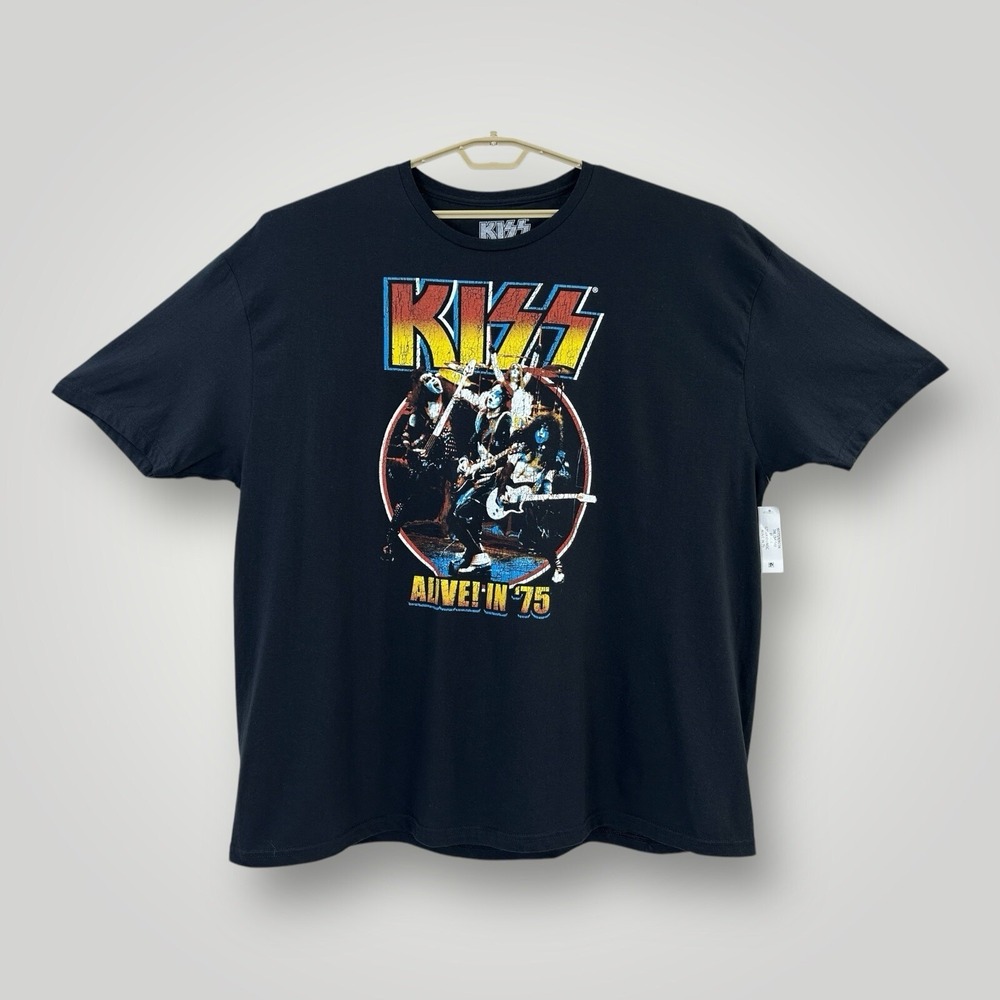 NEW KISS Alive in‎ 75 T-Shirt Mens Size 3XL Graphic Print Black Short Sleeve NWT